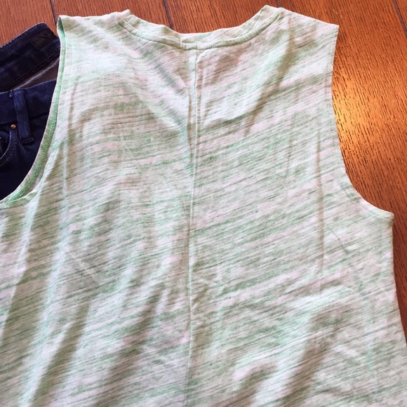 GAP A-Line Sleeveless Tank Top Muscle Tee Heather Green White XSP X-SMALL Petite - Picture 6 of 7